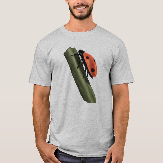 Cute Ladybug On A Tree Limb T-Shirt (Front)