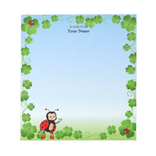 Cute Ladybug on Light Blue Notepad