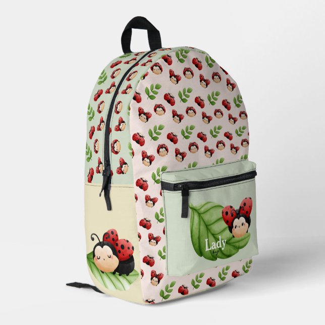 Cute LadyBug Pattern Kids Backpack (Back Corner Left)