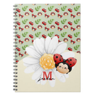 Cute LadyBug Pattern Kids Notebook With Name