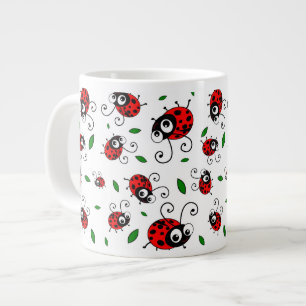 Cute ladybug pattern large coffee mug