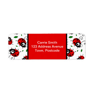 Cute ladybug pattern return address label