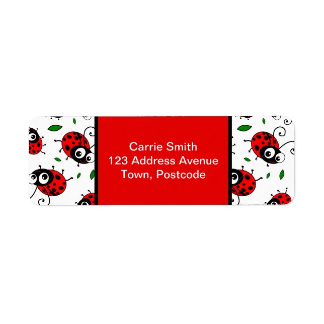 Cute ladybug pattern return address label (Front)