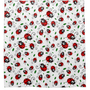 Cute ladybug pattern shower curtain