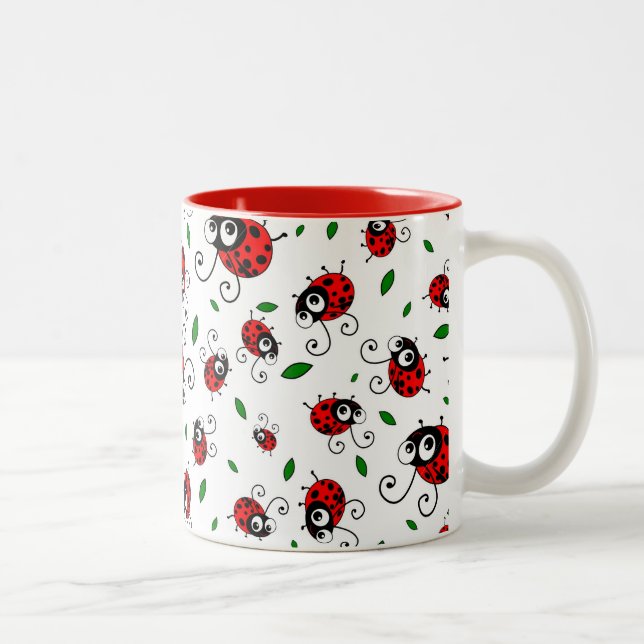 Cute ladybug pattern Two-Tone coffee mug (Right)