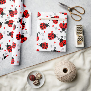 Cute Ladybug pattern wrapping paper