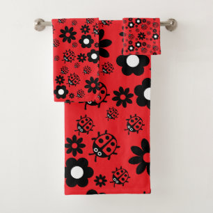 Cute ladybug Patterned Bath Towel Set