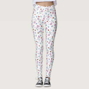 Cute Ladybug Polka dot Daisy Flower Rustic Pattern Leggings
