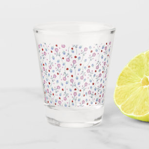 Cute Ladybug Polka dot Daisy Flower Rustic Pattern Shot Glass