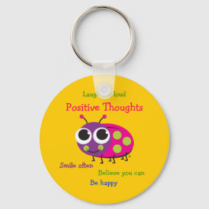 Cute Ladybug "Positive Thoughts" Key Ring