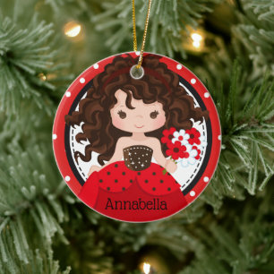 Cute Ladybug Princess Personalised Ceramic Ornamen Ceramic Ornament