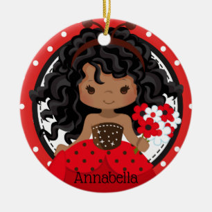 Cute Ladybug Princess Personalised Ceramic Ornamen Ornament