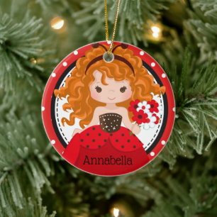 Cute Ladybug Princess Personalised Ceramic Ornamen Ornament