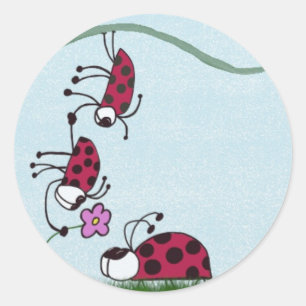 Cute Ladybug Professing His Love Painting Classic Round Sticker