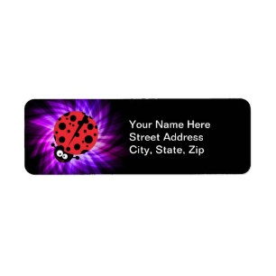 Cute Ladybug; Purple Return Address Label