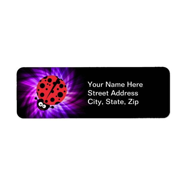 Cute Ladybug; Purple Return Address Label (Front)