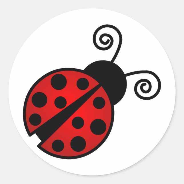 Cute Ladybug - Red and Black Classic Round Sticker (Front)
