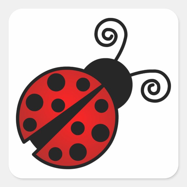 Cute Ladybug - Red and Black Square Sticker (Front)