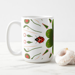 Cute Ladybug Red White and Green Coffee Mug