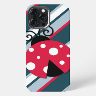 Cute Ladybug Red White Blue Stripes Pattern iPhone Case