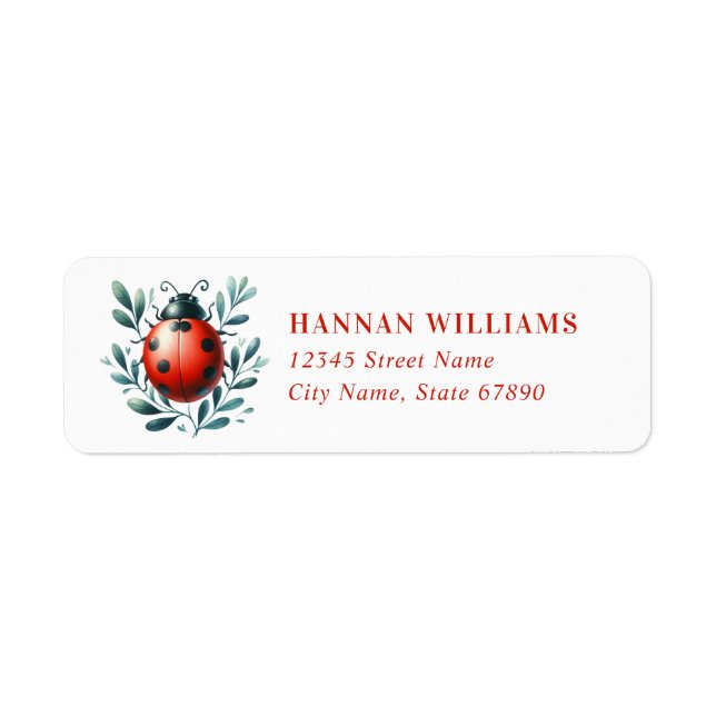 Cute Ladybug Return Address Labels (Front)