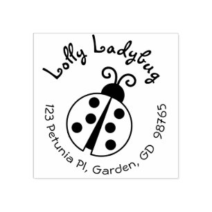 Cute Ladybug Return Address Stamp For Kids Round