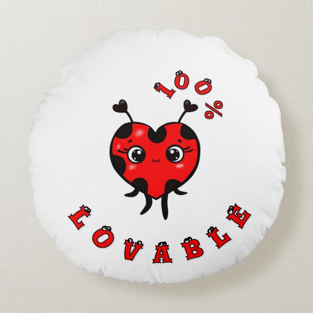 Cute ladybug  round cushion (Front)