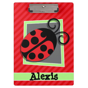 Cute Ladybug; Scarlet Red Stripes Clipboard