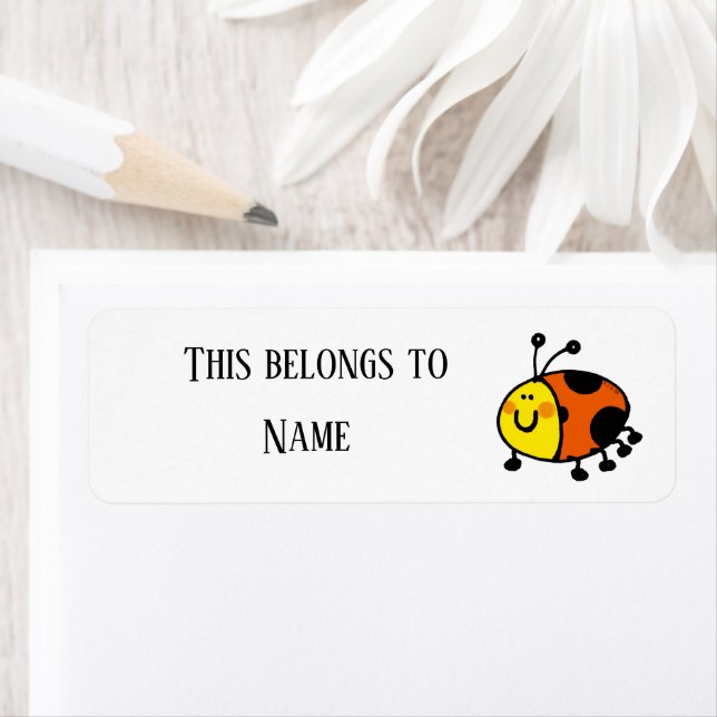 Cute Ladybug School Name  Return Address Label (Insitu)