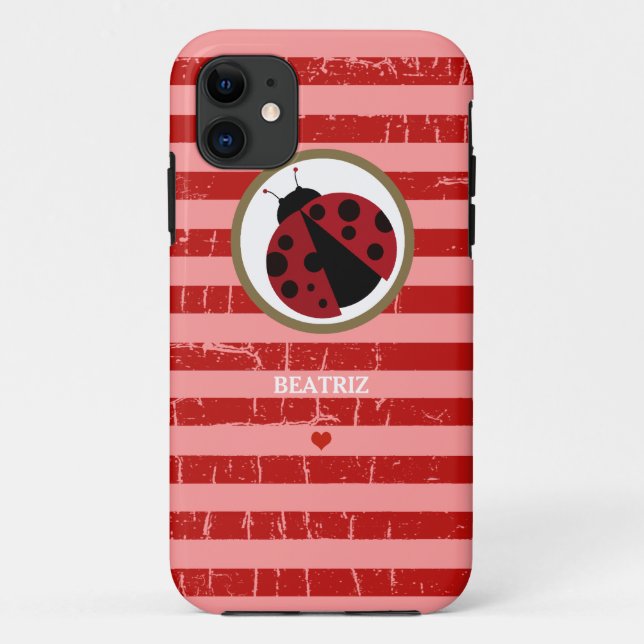 cute ladybug & stripes personalised Case-Mate iPhone case (Back)