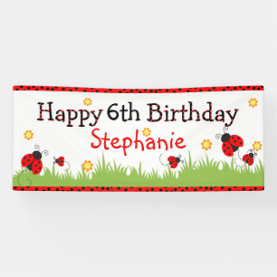 Cute ladybug theme happy birthday banner