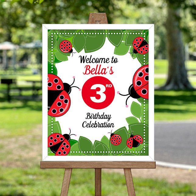 Cute Ladybug theme Party Welcome poster (FRAME IS NOT INCLUDED)