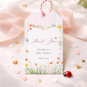 Cute Ladybug Wildflower Baby Shower Thank You Gift Tags