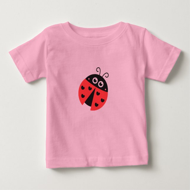 Cute ladybug with black hearts in place of spots baby T-Shirt (Front)