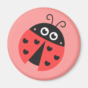Cute Ladybug with hearts as spots Magnet