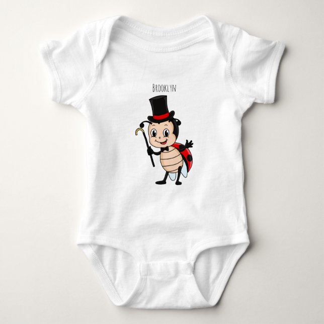 Cute ladybug with top hat and tie cartoon (Front)