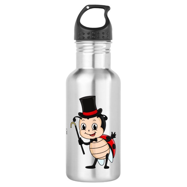 Cute ladybug with top hat and tie cartoon 532 ml water bottle (Front)