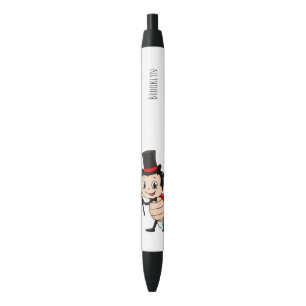 Cute ladybug with top hat and tie cartoon black ink pen