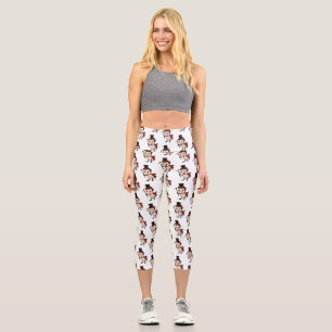 Cute ladybug with top hat and tie cartoon capri leggings
