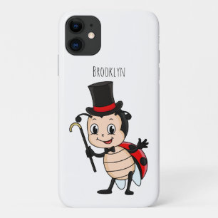 Cute ladybug with top hat and tie cartoon iPhone 11 case