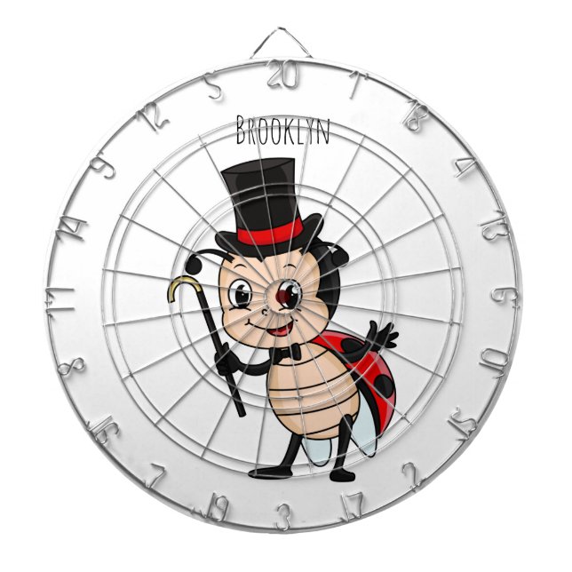 Cute ladybug with top hat and tie cartoon  dartboard (Front)