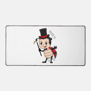 Cute ladybug with top hat and tie cartoon  desk mat