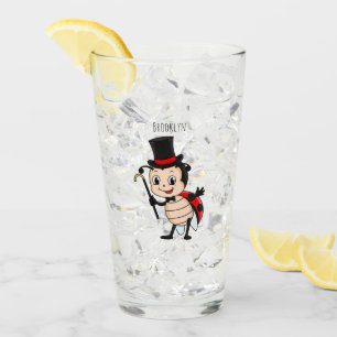 Cute ladybug with top hat and tie cartoon glass