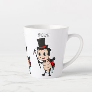 Cute ladybug with top hat and tie cartoon latte mug