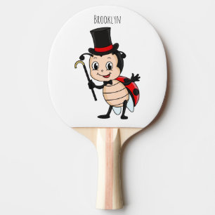 Cute ladybug with top hat and tie cartoon ping pong paddle