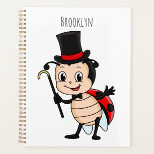 Cute ladybug with top hat and tie cartoon  planner
