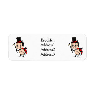 Cute ladybug with top hat and tie cartoon return address label