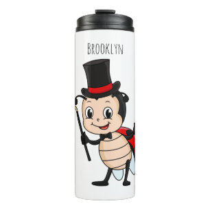 Cute ladybug with top hat and tie cartoon thermal tumbler