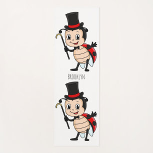 Cute ladybug with top hat and tie cartoon  yoga mat