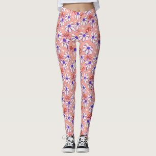Cute Ladybugs and Daisies pink and blue Leggings